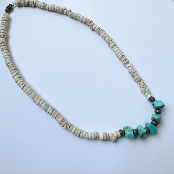 VINTAGE TURQUOISE & HEISHI SHELL SURFER NECKLACE - Picture 6 of 8